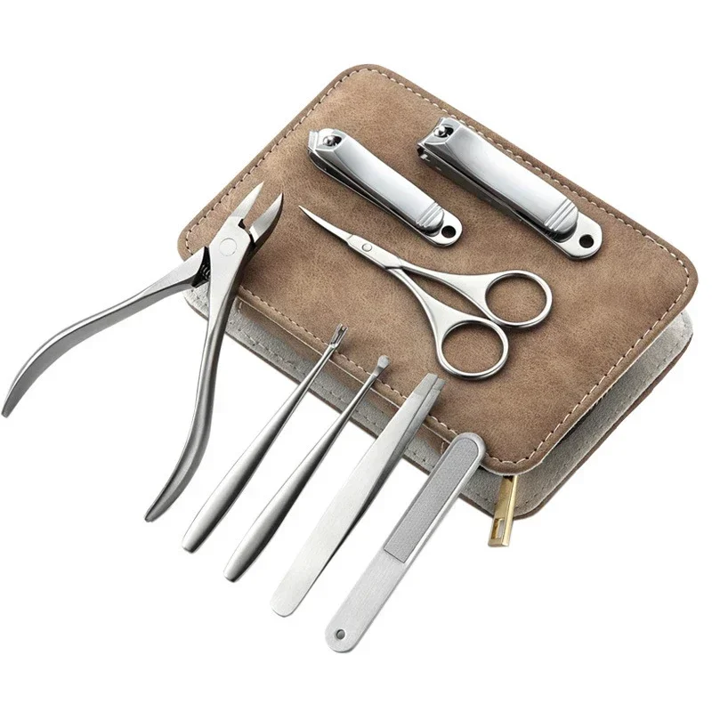 Mens Grooming Travel Kit - 8/12 قطعة مجموعة مانيكير المهنية الفولاذ